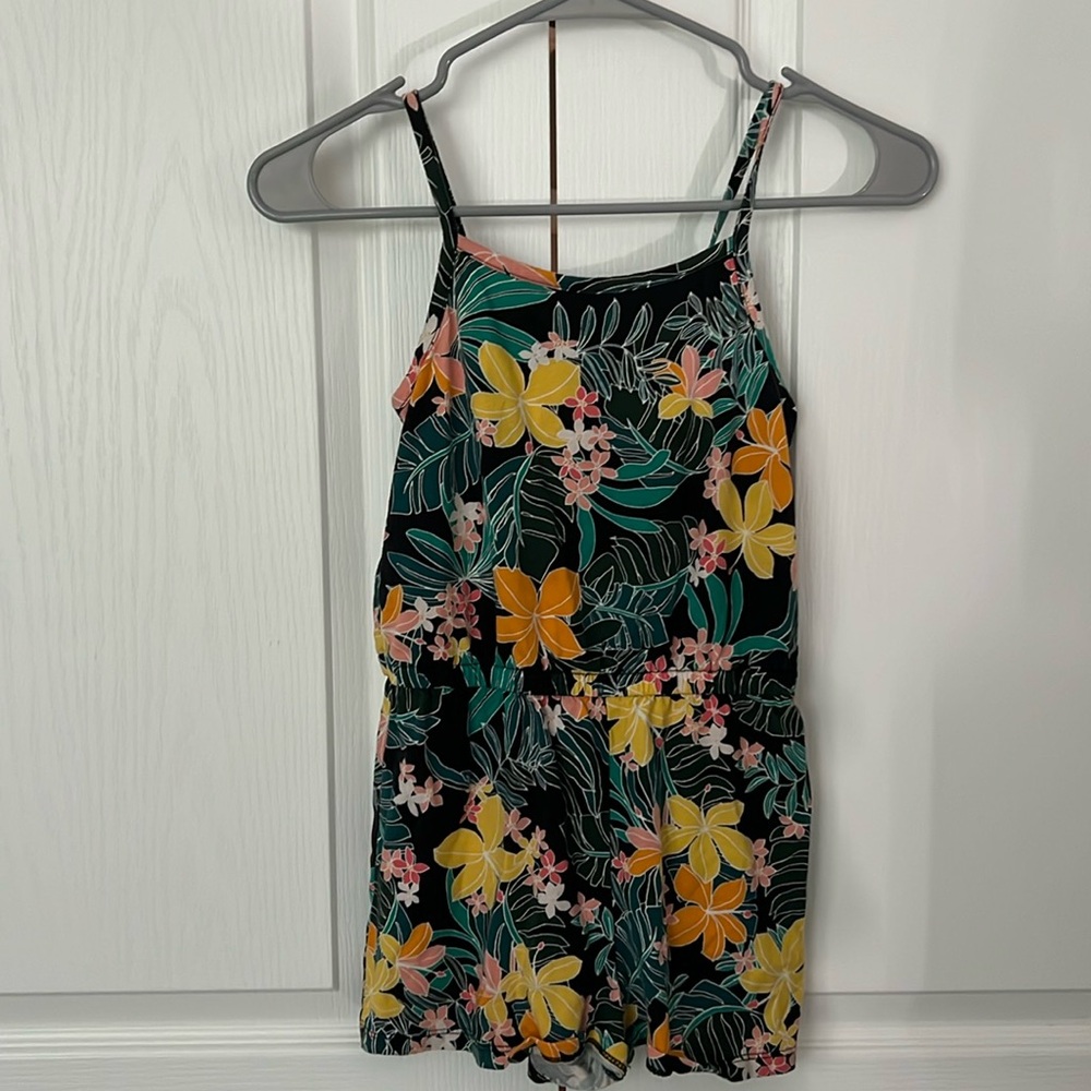 Girls, colorful, tropical romper